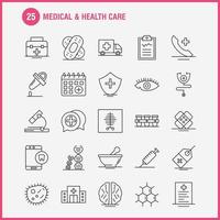 icône de ligne médicale et de soins de santé pour l'impression web et le kit uxui mobile tel que le chat médical plus santé mobile cellule dent vecteur de pack de pictogrammes médicaux