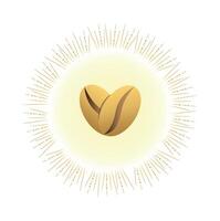 logo sous forme de grains de café pliés en forme de cœur. nuances dorées chaudes vecteur