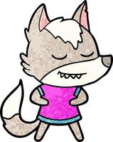 personnage de loup de vecteur en style cartoon