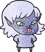personnage de fille elfe de vecteur en style cartoon