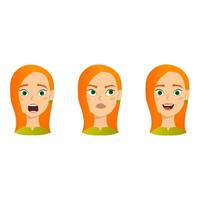 visages de filles avec différentes émotions vecteur
