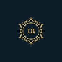 logo lettre ib avec modèle or de luxe. modèle vectoriel de logo d'élégance.