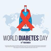 journée mondiale du diabète conception des médias sociaux test sanguin post-glycémie vecteur