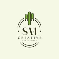 sm lettre initiale cactus vert logo vecteur