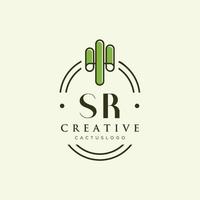 sr lettre initiale cactus vert logo vecteur