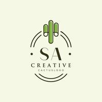 sa lettre initiale vert cactus logo vecteur