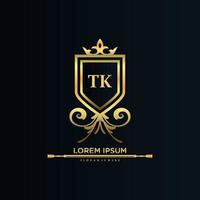 lettre tk initiale avec modèle royal.élégant avec vecteur de logo de couronne, illustration vectorielle de lettrage créatif logo.