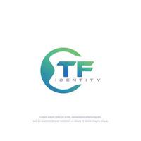 tf lettre initiale ligne circulaire modèle de logo vecteur avec dégradé de couleurs