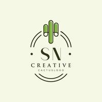 sn lettre initiale vert cactus logo vecteur