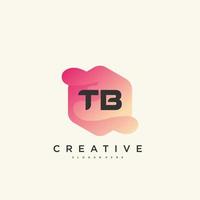 Éléments de modèle de conception d'icône de logo de lettre initiale tb avec art coloré de vague. vecteur