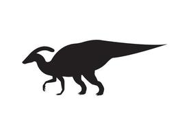 vecteur, noir, parasaurolophus, dinosaure, silhouette vecteur