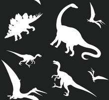 modèle sans couture de vecteur de silhouette de dinosaures