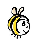 drôle d'abeille jaune mignonne. sympathique personnage d'abeille de dessin animé. vecteur, illustration. vecteur