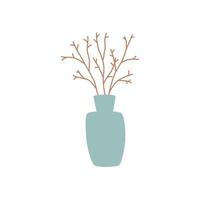 branches d'arbres secs dans un élégant vase bleu. illustration vectorielle dessinée à la main. vecteur