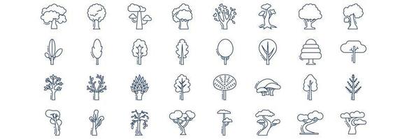 collection d'icônes liées à l'arbre, y compris des icônes comme la pomme, le criquet, le magnolia, l'érable et plus encore. illustrations vectorielles, ensemble parfait de pixels vecteur