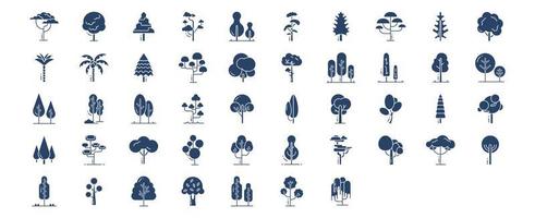 collection d'icônes liées à l'arbre, y compris des icônes comme l'acacia, l'arborvitae, le cyprès, l'orme et plus encore. illustrations vectorielles, ensemble parfait de pixels vecteur