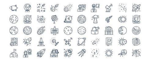 collection d'icônes liées à l'espace, y compris des icônes comme extraterrestre, astéroïde, physicien, galaxie et plus encore. illustrations vectorielles, ensemble parfait de pixels vecteur