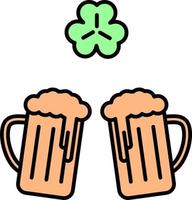 deux verres de bière, icône de couleur shamrock vecteur