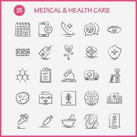 icône dessinée à la main médicale et de soins de santé pour l'impression web et le kit uxui mobile tel que le chat médical plus santé mobile cellule dent vecteur pack de pictogrammes médicaux