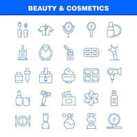 ensemble d'icônes de ligne de beauté et de cosmétiques pour l'infographie le kit uxui mobile et la conception d'impression incluent le fond de teint liquide maquillage brosse de beauté maquillage icône de beauté ensemble vecteur