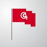 tunisie agitant le drapeau fond créatif vecteur