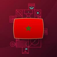 drapeau marocain pour le tournoi de coupe de football 2022. drapeau de l'équipe nationale isolée avec des éléments géométriques pour l'illustration vectorielle de football ou de football 2022 vecteur