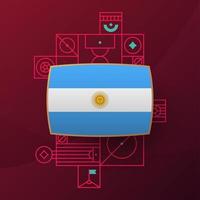 drapeau argentin pour le tournoi de coupe de football 2022. drapeau de l'équipe nationale isolée avec des éléments géométriques pour l'illustration vectorielle de football ou de football 2022 vecteur