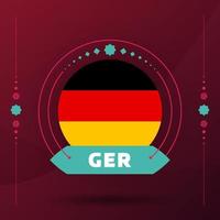 drapeau allemand pour le tournoi de coupe de football 2022. drapeau de l'équipe nationale isolée avec des éléments géométriques pour l'illustration vectorielle de football ou de football 2022 vecteur
