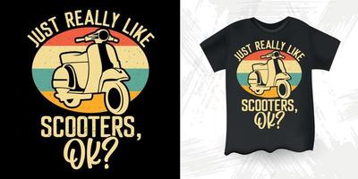 conception de t-shirt de scooter vintage rétro de moto de scooter drôle vecteur