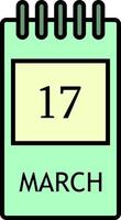 calendrier, icône de couleur du 17 mars vecteur