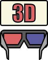 lunettes 3d, icône de couleur de cinéma vecteur