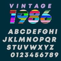 alphabet lettres et chiffres design vintage vecteur
