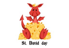 Jour du Dragon Rouge Mignon Saint David vecteur