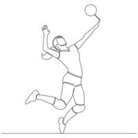 joueur de volley ball dessin au trait continu vecteur dessin au trait