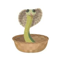 serpent cobra sortant d'une icône de panier vecteur