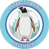 texte du jour de l'antarctique avec pingouin vecteur