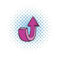 icône de flèche vers le haut violette, style bande dessinée vecteur