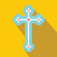 symbole religieux de l'icône plate du crucifix vecteur
