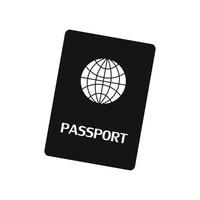 passeport, noir, simple, icône vecteur