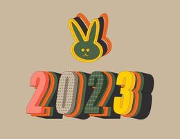 bannière horizontale avec numéros volumétriques 2023 nouvel an dans un style pop art. couleurs vives. style moderne à la mode. illustration plate modifiable isolée de vecteur. vecteur
