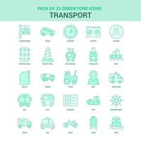 25 jeu d'icônes de transport vert vecteur
