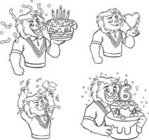 émotions émoticônes lion joie vacances personnage de style dessin animé vecteur