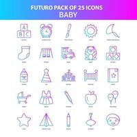 25 pack d'icônes bébé futuro bleu et rose vecteur