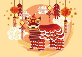 Traditional Chinese Background Lion Dance Festival vecteur