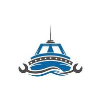 logo vectoriel premium de réparation et de service de bateaux