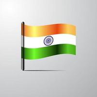 Inde agitant le vecteur de conception de drapeau brillant