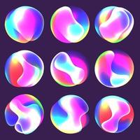 ensemble de sphères dégradé brillant fluide holographique vecteur