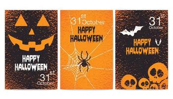 ensemble d'affiche de fête grunge halloween heureux vecteur