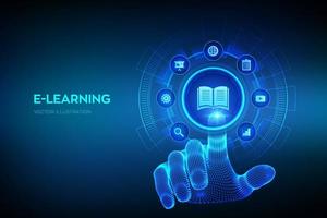 bannière futuriste de formation en ligne e-learning vecteur