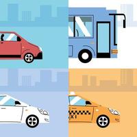différents véhicules de transport, transport urbain vecteur
